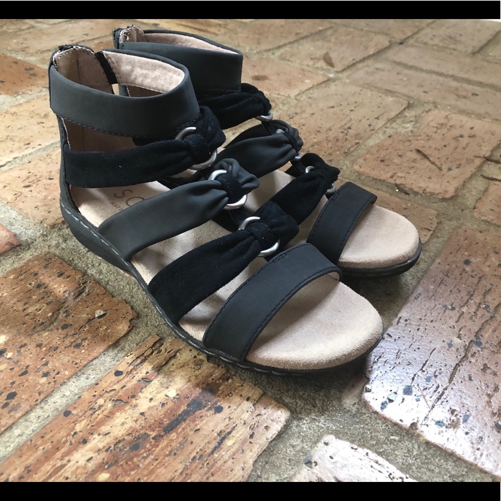 Black Wedge Sandals